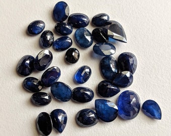 Pierre taillée en saphir bleu 5x6mm - 6x8mm, pierres taillées en forme de mélange de saphirs naturels, pierres taillées en saphir en vrac, saphir pour sertissage de bijoux - APH39