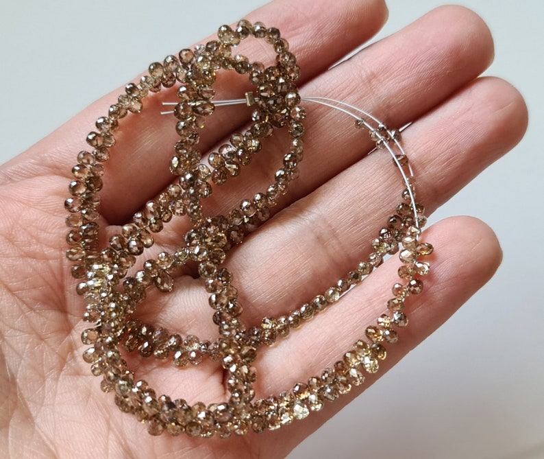 Shops 2-3mm Cognac Diamond Briolette Bead Natural Clear Cognac Diamond Faceted Tear Drop Diamond For Jewelry (2 Pcs To 20 Pcs Options) - MKA1