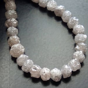 4-4.5mm Perfect Natural Rondelle Grey White Raw Diamond Beads, Large Rough Diamond Round Beads, Grey Diamond Beads (2IN To 8IN) - DDP147