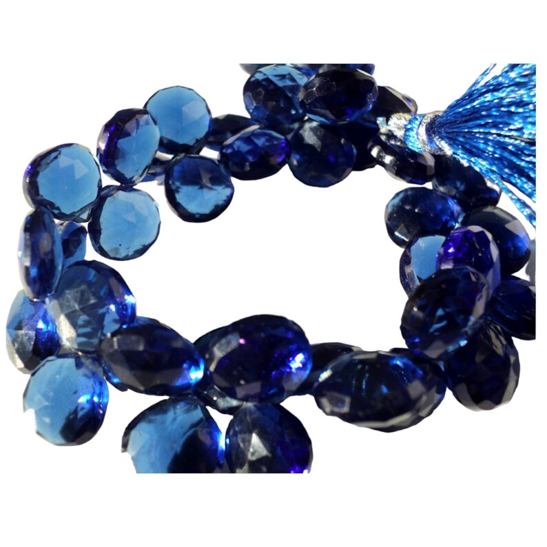 Briolette a cuore micro sfaccettato con quarzo idro blu reale da 11x11 mm, perline idro blu per gioielli, cuori di quarzo idro blu opzione da 20 a 40 pezzi immagine 5