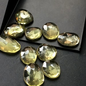 12-18mm Lemon Quartz Rose Cut Cabochons, Lemon Rose Cut Faceted Gemstones, Lemon Quartz For Jewelry, Yellow Gems (5Pcs To 10Pcs Options)