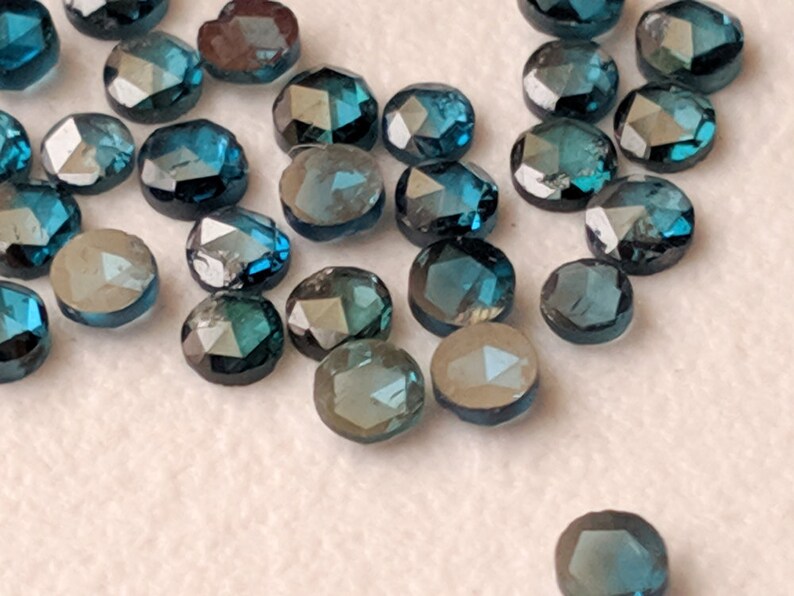 - PPD561 Blue Rose Cut Diamond For Jewelry 2Pcs To 8Pcs Blue Round Rose Cut Diamond Flat Back Diamond Cabochon 2-2.5mm Rose Cut Diamond