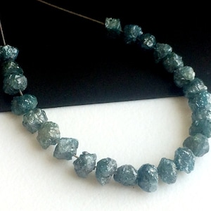 4.5-5mm Perfect Natural Round Blue Raw Diamond Beads, Blue Rough Diamond Bead, 1mm Hole Size Rough Diamond Rondelle Beads (5Pcs To 10Pcs)