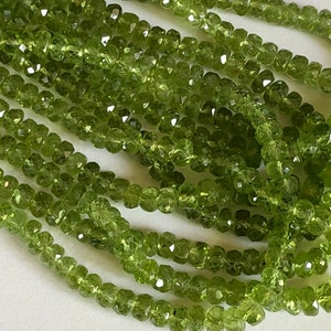 6mm Peridot Faceted Rondelle Beads, Natural Peridot Faceted Beads, Peridot Faceted Rondelle For Jewelry (8IN To 16IN Options) - ANG 29