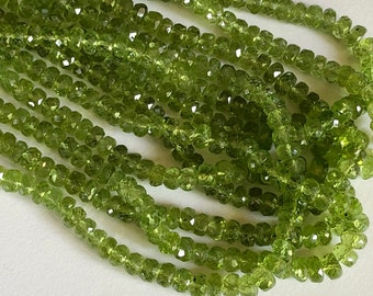 6mm Peridot Faceted Rondelle Beads, Natural Peridot Faceted Beads, Peridot Faceted Rondelle For Jewelry (8IN To 16IN Options) - ANG 29