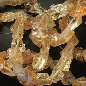 5-10mm Raw Citrine Beads, Loose Rough Citrine Gems, Citrine Rough Nuggets, Natural Rough Citrine, Raw Beads (4IN To 16IN Options)  - DAV8