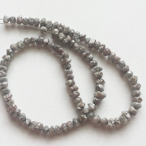 4.5-6mm Grey Rough Diamonds, 1mm Hole Size Natural Grey Raw Diamond Beads, Uncut Diamond Beads For Jewelry (2Pcs To 10pcs) - DS4125