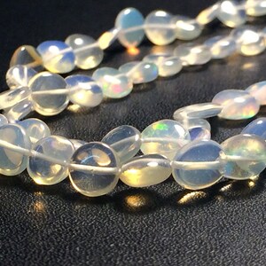 5-7.5mm Ethiopian Welo Opal Plain Coins, Natural Ethiopian Opal Smooth Coin Beads, 7 Inch Ethiopian Welo Opal For Necklace - PKSG14