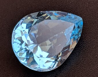 14.9x19.5mm Blue Topaz Pear Cut Stone, Natural Blue Topaz Full Pear Cut Stone,  Loose Blue Topaz Pointed Back Stone, Topaz Ring Size - PNT23