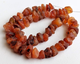 10-12mm Raw Carnelian Stones,  Natural Loose Raw Gemstone, Carnelian Rough Beads, Carnelian Nuggets 13 Inches (1 Strand To 5 Strands Option)