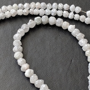 2.5-4mm Natural White Grey Raw Diamond Beads, Rough Diamond Rondelle Beads, White Grey Diamond Beads, Diamond Jewelry (4IN To 16IN) - PPD173