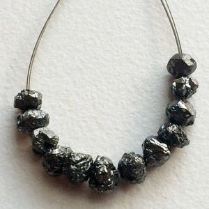 5.5-7mm Black Rough Diamond Beads, 1mm Large Hole Drilled Black Diamond, Loose Diamond, Conflict Free Black Diamond Beads (1Pc To 10Pc)