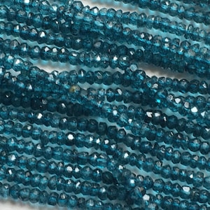 3.5-4mm London Blue Topaz Coated Quartz Micro Faceted Rondelle Beads, London Blue Topaz Quartz Beads For Necklace (1st To 10St Options)