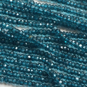 3,5-4 mm londenblauwe topaas gecoate kwarts microgefacetteerde rondelle kralen, londenblauwe topaaskwartskralen voor ketting (1e tot 10e opties)
