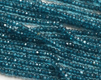 3.5-4 mm London Blue Topas beschichtet Quarz Mikro facettierte Rondelle Perlen, London Blue Topas Quarz Perlen für Halskette (1st bis 10st Optionen)
