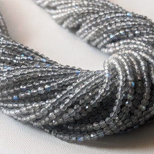 2.5mm Labradorite Faceted Rondelles Natural Labradorite Beads For Necklace Blue Fire Labradorite Jewelry (1STR - 5STR Options) - DGA64