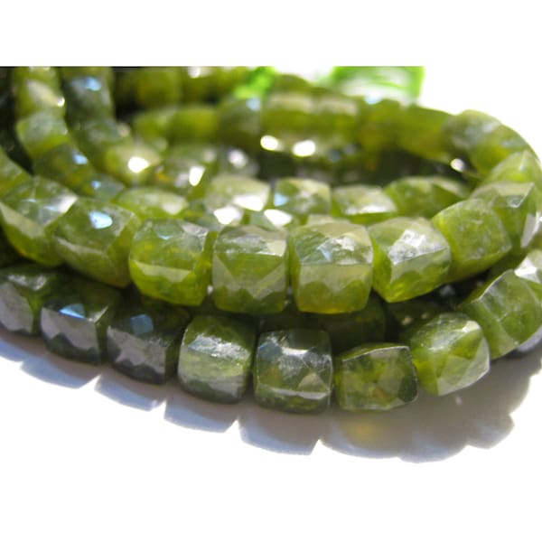 8mm Vessonite Micro Faceted Box Beads, Vessuvinite Faceted Cube Beads, Vessonite Beads For Jewelry (4IN To 8IN Options) - VFCB