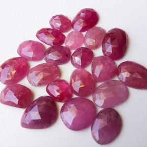 8-12mm Pink Ruby Rose Cut Cabochons, Natural Ruby Rose Cut Flat Back Cabochons, Loose Ruby Gemstones, 5 Pcs Ruby For Jewelry - PDG283