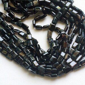 7-9mm Black Tigers Eye Beads, 13 Inch Black Tiger Plain Brick Beads, Black Tigers Eye Rectangle Beads For Jewelry  (1ST To 5ST Options)