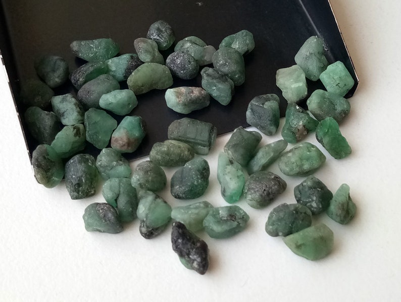 7-8mm Emerald Rough, Green Emerald Rough Stones, Rough Emerald Gemstones, Raw Emerald, Loose Raw Emerald 25Pcs T0 50Pcs Options PDG265 image 2