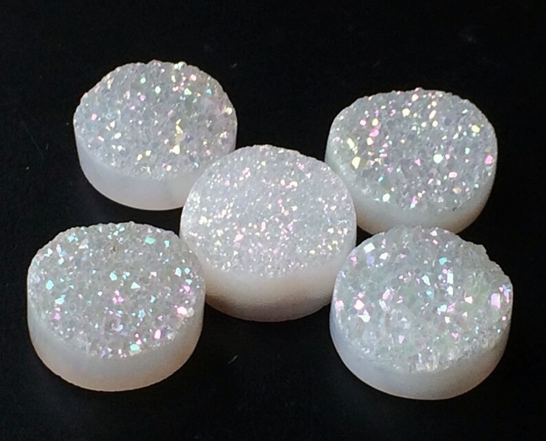 Druzy Studs White Round Druzy 10 Pieces White Druzy Druzy Cabochon Matched Pairs 10mm Beads Titanium White Druzy Druzy Jewelry