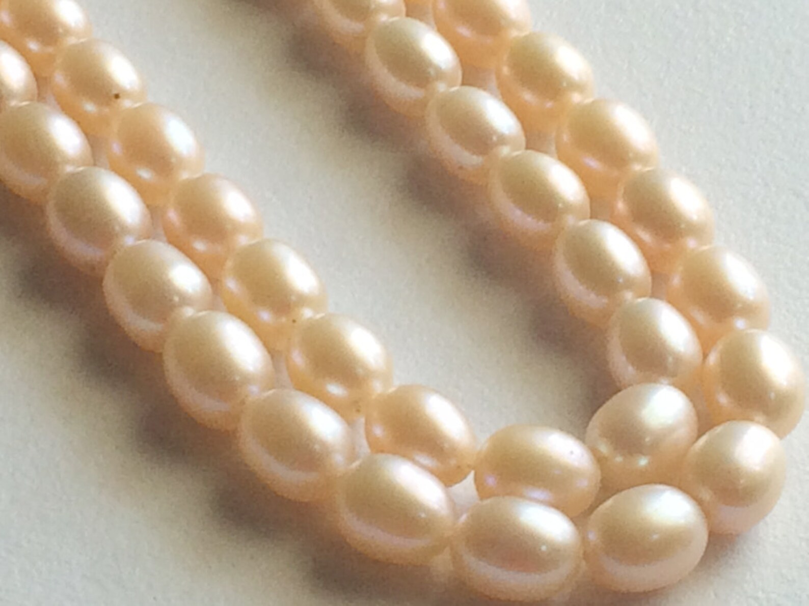 8x6mm Natural Pearls, Natural Fresh Water Rice Pearls, Peach Color ...