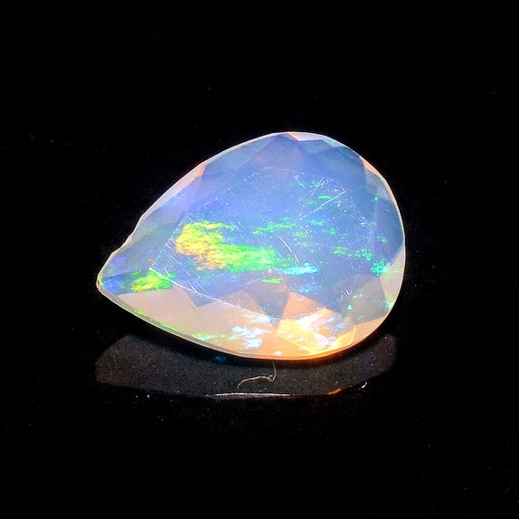 Fancy Emerald Cut Stone KS4158 Fire Opal 9.5x6.7mm Huge Ethiopian Opal Rectangle Faceted Opal Faceted Cabochon 1.20 Cts