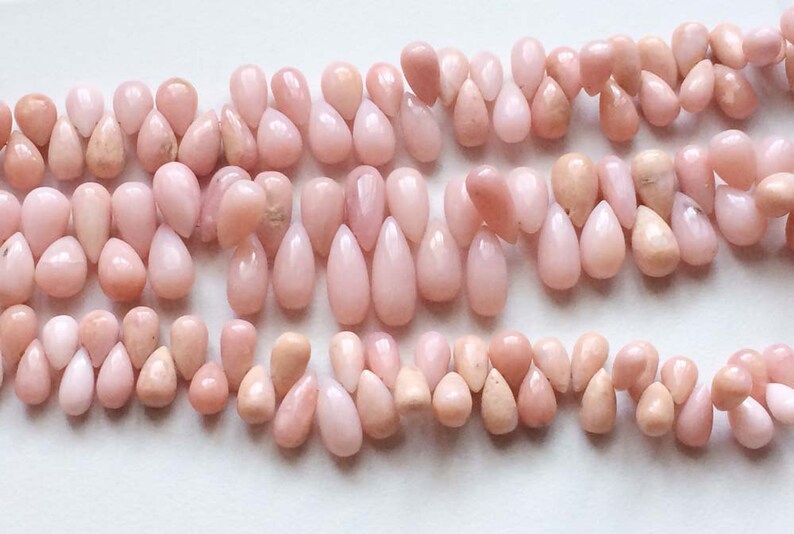 Tear Drop Plain Pink Opal Peruvian Pink Opal 4 Inch Strand Pink Opal Beads Pink Opal Necklace 22 Beads 11x8mm To 15x9mm