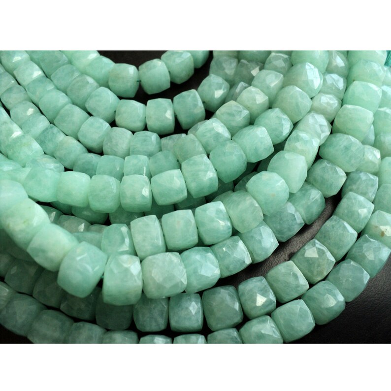 8-9mm Beads Gemstone Beads Amazonite Box Bead 12 Pieces Approx Faceted Box Beads 4.5 Inch Half Strand