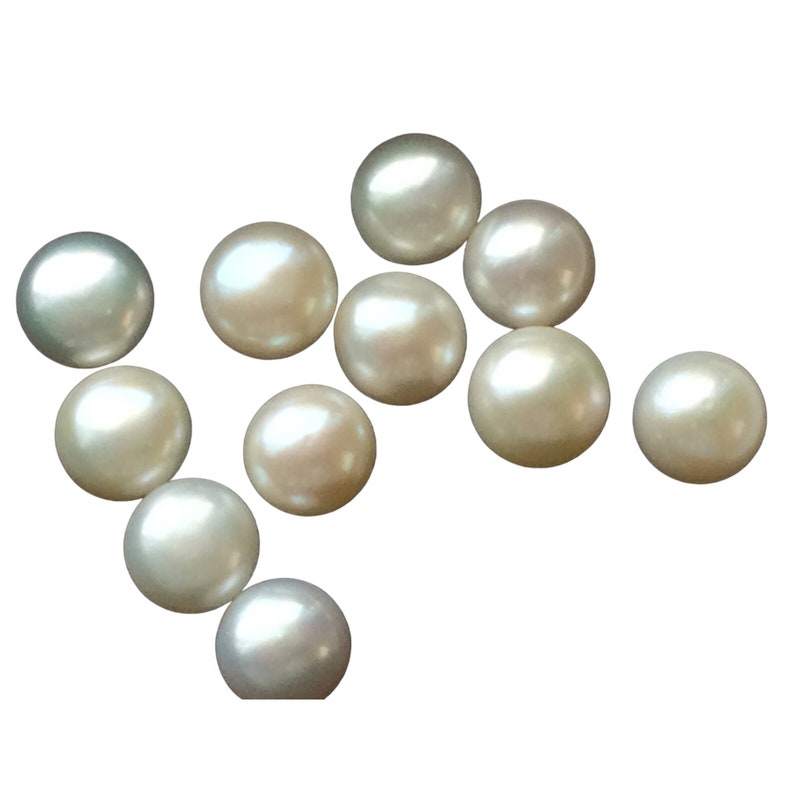 7mm Ivory Pearls, Natural Fresh Water Pearl Cabochons, Natural Pearls, Loose Flat Pearls For Jewelry (5Pcs To 10Pcs Options) - PG0222 image 4