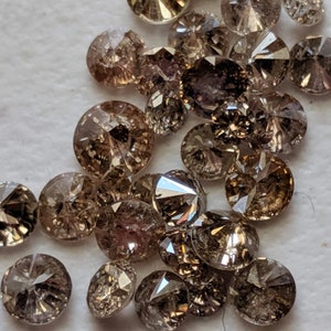 Cognac Brown Diamonds, 2-2.5 mm NATURAL Diamonds, Round Brilliant Cut Solitaire Faceted Brown Diamond For Jewelry (1Pc To 5Pcs)-PPD502