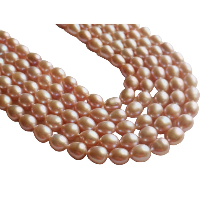 7x6mm Rose Pink Color Natural Pearls, Natural Fresh Water Rice Pearls, Pearls For Jewelry, 25 Pieces Pink Pearls image 6