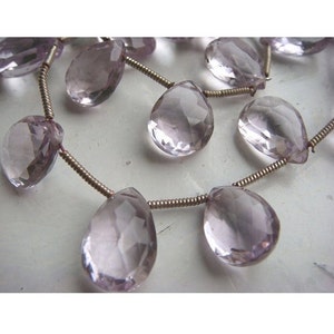 8x12mm Pink Amethyst Faceted Pear Beads, Pink Amethyst Pear Shaped Faceted Briolettes, 15 Pieces Pink Amethyst Faceted Pear For Jewelry