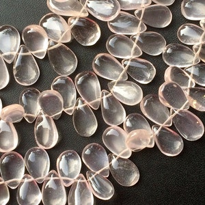 8x11mm-11x14mm Rose Quartz Plain Pear Shaped Drop Briolette, Rose Quartz Plain Pear Beads For Jewelry, Rose Quartz Pear (4IN To 8IN Options)