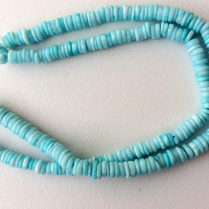 5-5.5mm Blue Opal Beads, Natural Blue Opal Plain Smooth Tyre Beads, Blue Opal Spacer Beads, Blue Opal For Necklace (8IN To 16IN Options)