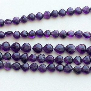 9-13mm Amethyst Plain Heart Beads, Amethyst Briolette Straight Drill, Amethyst For Necklace, , 13 Inch Purple Amethyst Strand - RAMA128