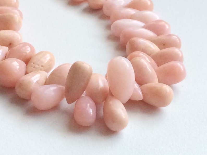 Tear Drop Plain Pink Opal Peruvian Pink Opal 4 Inch Strand Pink Opal Beads Pink Opal Necklace 22 Beads 11x8mm To 15x9mm