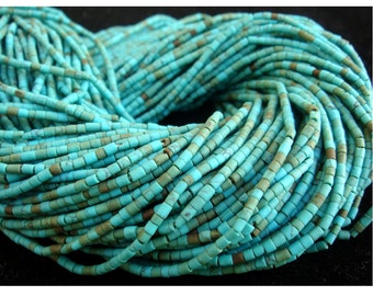 Cuentas de turquesa afgana de 1,5-2,5 mm, rondelles tubulares de turquesa azul de 30,5 cm para joyería (opciones de 1 a 10 hebras)