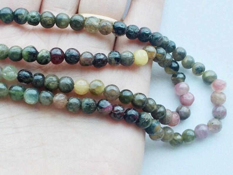 Multi Tourmaline Plain Round Beads Tourmaline Necklace 5 Strands WHOLESALE Multi Tourmaline Beads 13 Inch Strand 5mm
