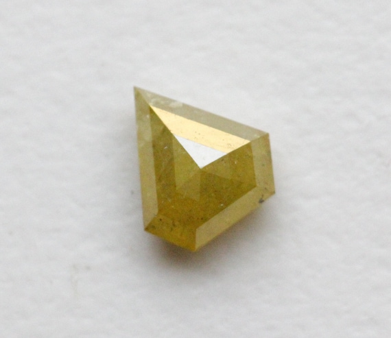 Yellow Shield Shaped Diamond, 5.8x4.8mm, 0.55 Cts Flat Back Faceted Yellow Diamond, Rose Cut Diamond for Engagement Rings/Pendant-PDD198