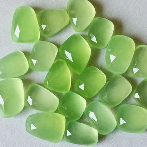 17-20mm Apple Green Chalcedony Cabochons, Green Chalcedony Rose Cut Flat Back Cabochons For Jewelry, Apple Cabochon 5Pcs To 10Pcs Options image 4