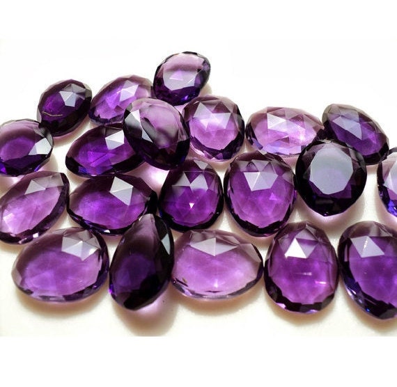 6 Pieces Hydro Quartz Rose Cut Polki Purple Rosecut Rosecut cabochon Approx 18mm Each