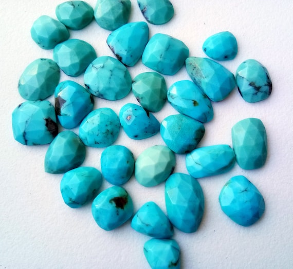 Rose cut Tibetan Turquoise 25 pcs lot AAA natural Turquoise round rose cut flat back cabochon loose gemstone for jewelry