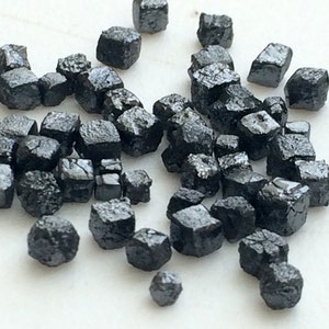 3-3.5mm Black Perfect Cube Rough Diamonds, Undrilled Natural Black Raw Diamond Box Bead, Loose Raw Uncut Diamond Cubes (1Pc To 10Pcs)
