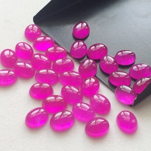 7x9mm Hot Pink Chalcedony  Plain Oval Cabochons, 15 Pieces Loose Pink Chalcedony, Pink Cabochons For Jewelry - KRS247