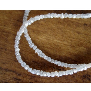 1mm To 2mm White Grey Diamond Box Beads, Rough Diamonds, Natural Raw Cube Diamonds, Conflict Free Diamond Beads For Jewelry (4IN To 16IN)