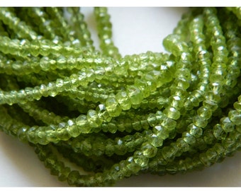3-3.5mm Peridot Green Quartz Faceted Rondelle, Peridot Faceted Beads For Necklace, Green Gemstone For Jewelry (1st To 5St Option)