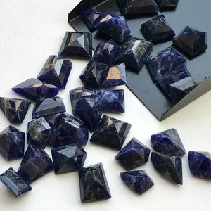 10-16mm Sodalite Fancy Cut Cabochons, Sodalite Rose Cut Flat Back Cabochons, 5 Pieces Sodalite For Jewelry, Blue Gremstones  - NS3317