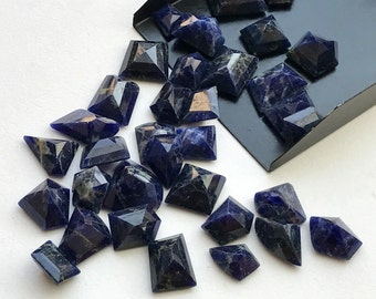 10-16mm Sodalite Fancy Cut Cabochons, Sodalite Rose Cut Flat Back Cabochons, 5 Pièces Sodalite Pour Bijoux, Blue Gremstones - NS3317