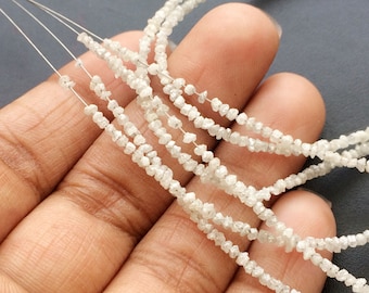 Cuentas de diamante blanco en bruto de 1,5-2,5 mm, cuentas de diamante blanco natural sin tallar, diamantes en bruto para joyería (opciones de 4 a 16 pulgadas) - DDP15